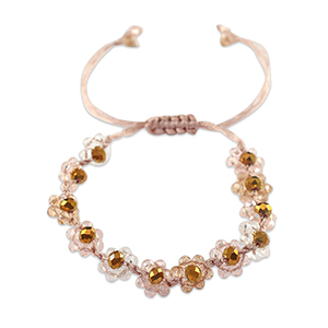 Facet enkelbandje top quality flower Multicolour pink-transparent