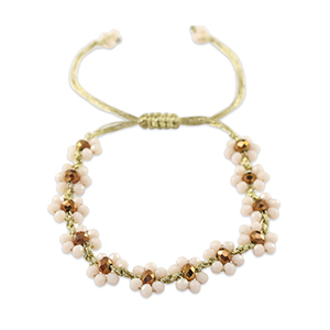 Facet enkelbandje top quality flower Lotus pink-topaz brown