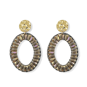 Oorbellen van facet oval Gold-lavender grey