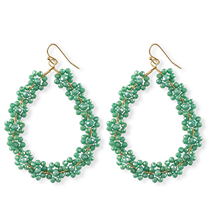 Oorbellen van facet drop Gold-ocean green