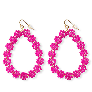 Oorbellen van facet drop Gold-neon pink