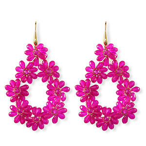 Oorbellen van facet drop Gold-neon pink
