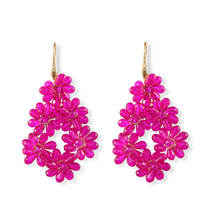 Oorbellen van facet drop Gold-neon pink
