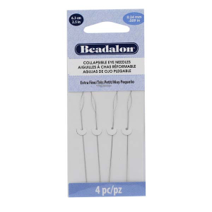 Beadalon flexibele rijgnaalden 6.3cm (extra fine) Silver
