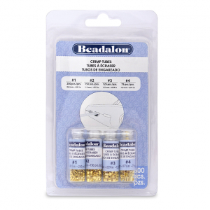 Beadalon knijpkraal tubes pack (0.8mm, 1.3mm, 1.5mm, 1.8mm) Gold