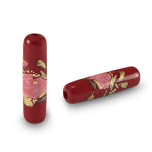 Glas kralen tube flower Port red-rose red