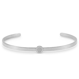 Birthstone bangle met setting Stainless Steel (RVS) voor SS16 flat back Silver