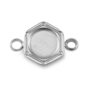 Birthstone bedel met setting Stainless Steel (RVS) voor SS16 flat back Silver