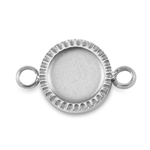 Birthstone bedel met setting Stainless Steel (RVS) voor SS16 flat back Silver