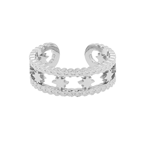 Ringen van Stainless steel Roestvrij staal (RVS) star Zilver