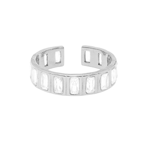 Ringen van Stainless steel Roestvrij staal (RVS) crystal Zilver