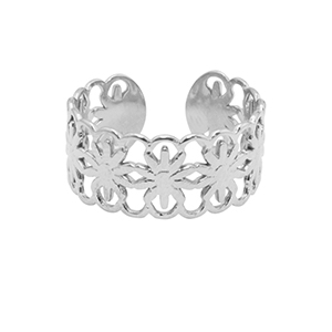 Ringen van Stainless steel Roestvrij staal (RVS) flower Zilver