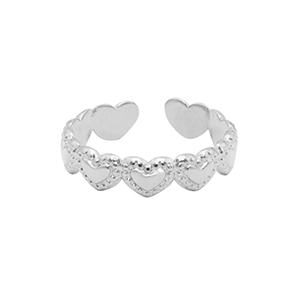Ringen van Stainless steel Roestvrij staal (RVS) heart Zilver