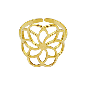 Ringen van Stainless steel Roestvrij staal (RVS) flower Goud