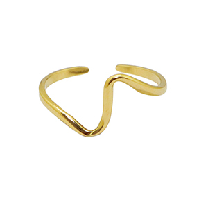 Ringen van Stainless steel Roestvrij staal (RVS) wave Goud
