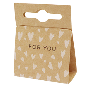 Kaartjes voor sieraden "for you" hartjes Brown