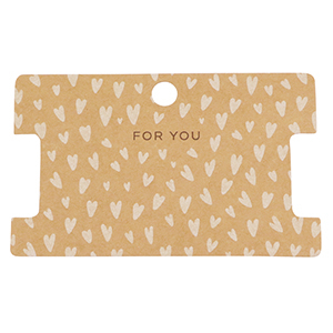 Kaartjes voor sieraden "for you" hartjes Brown