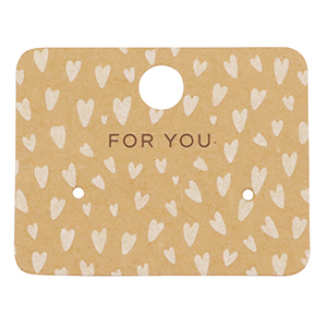 Kaartjes voor sieraden "for you" hartjes Brown