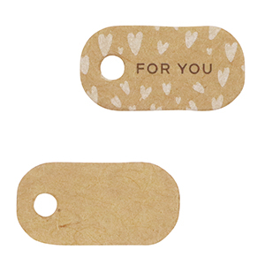 Kaartjes voor sieraden "for you" hartjes Brown