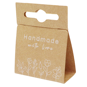 Kaartjes voor sieraden "handmade with love" bloemen Brown