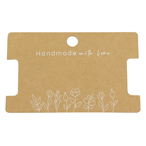 Kaartjes voor sieraden "handmade with love" bloemen Brown