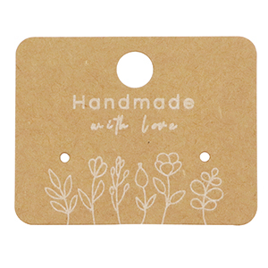 Kaartjes voor sieraden "handmade with love" bloemen Brown