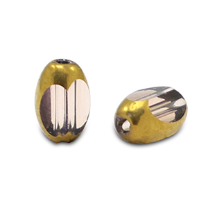 Glaskralen ovaal facet Light aubergine purple transparent-gold