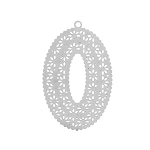 Bedels van Stainless steel Roestvrij staal (RVS) bohemian oval Silver