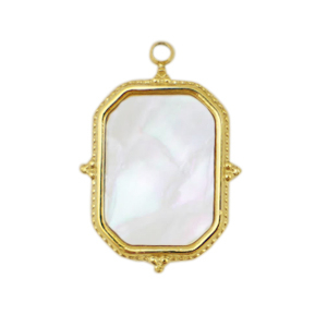 Bedels van Stainless steel Roestvrij staal (RVS) shell rectangle Gold-white (natuurlijke kleur)