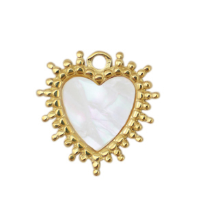 Bedels van Stainless steel Roestvrij staal (RVS) shell heart Gold-white (natuurlijke kleur)