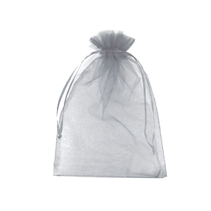 Organza sieradenzakje 10x12cm Light grey