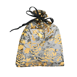 Organza sieradenzakje 9x12cm rose Black-gold