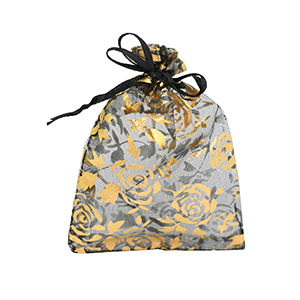 Organza sieradenzakje 7x9cm rose Black-gold