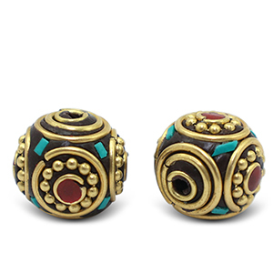 Kralen bohemian Turquoise-red antique gold