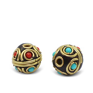 Kralen bohemian Turquoise-red antique gold