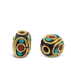Kralen bohemian Turquoise-red antique gold
