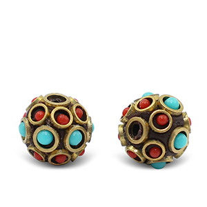 Kralen bohemian Turquoise-red antique gold