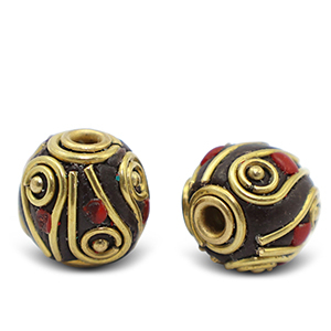 Kralen bohemian Red-antique gold