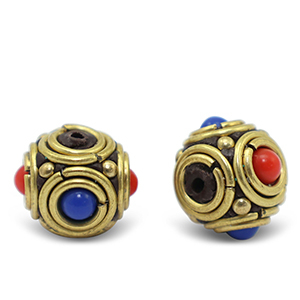 Kralen bohemian Dark royal blue-red antique gold