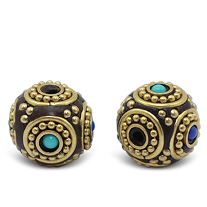 Kralen bohemian Turquoise-dark royal blue antique gold