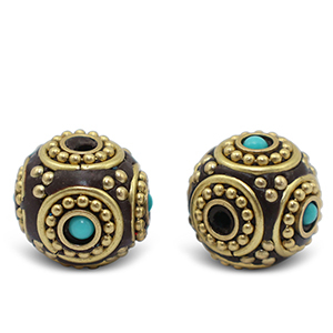Kralen bohemian Turquoise-antique gold