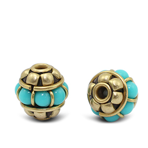Kralen bohemian Turquoise-antique gold