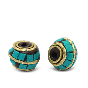 Kralen bohemian Turquoise-antique gold