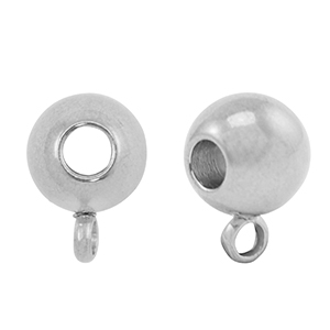Kralen van Stainless steel Roestvrij staal (RVS) met oog 8mm Silver