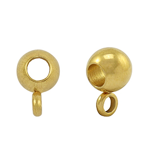 Kralen van Stainless steel Roestvrij staal (RVS) met oog 6mm Gold