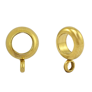 Kralen van Stainless steel Roestvrij staal (RVS) disc met oog Gold