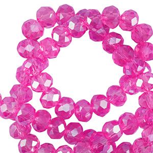 Facet kralen top quality disc 6x4mm Fuchsia-pearl shine coating