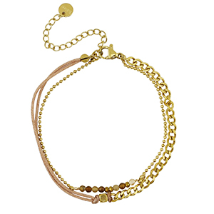 Armbanden van Stainless steel Roestvrij staal (RVS) duo layer Gold-brown