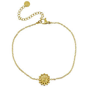 Armbanden van Stainless steel Roestvrij staal (RVS) flower Gold