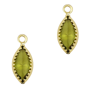 Hanger van Crystal Glass oval Olive green-gold